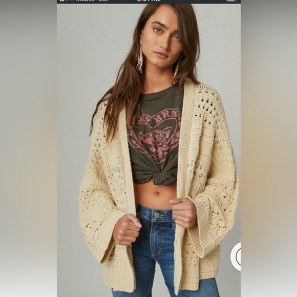 NWT‎ Lucky 🍀 Brand Crochet Cardigan - Picture 2 of 6